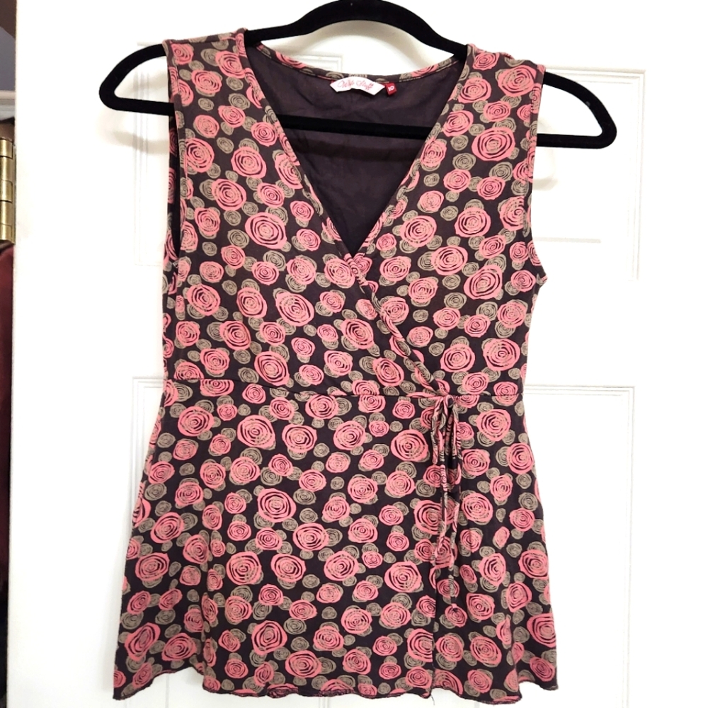 White Stuff Faux Wrap Sleeveless Floral Style Top